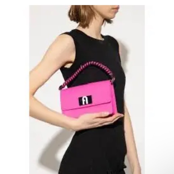 Furla 1927 Soft Mini Crossbody Bag in Fuchsia Rubber & Leather No Callouts - Picture 4 of 15